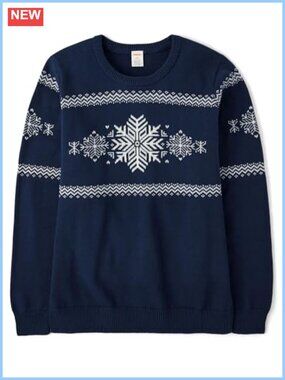 100% Combed Cotton Mock Neck Pullover Sweater Snowflake Holiday